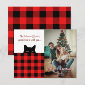 スニーキー猫バッファローチェック格子入りクリスマスカード ノートカード (正面/裏面)