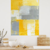 「スニーキー」グレーとイエロー抽象芸術アートのポスタープリント ポスター (キッチン)