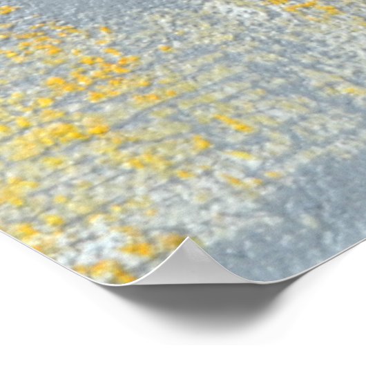 「スニーキー」グレーとイエロー抽象芸術アートのポスタープリント ポスター (角)