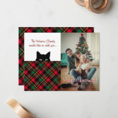 スニークキャットウォレスレッドプレイドクリスマスカード ノートカード (正面/裏面インサイチュ)