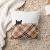スニークキャットマドラスチェックオレンジグレー クッション (ブランケット)
