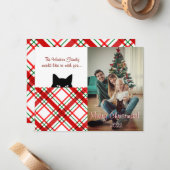 スニークキャットマドラスチェック格子状クリスマスカード ノートカード (正面/裏面インサイチュ)