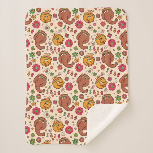 スヌフルーパグスとビッグバードグルービーの花柄 シェルパブランケット (正面)