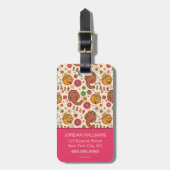 スヌフルーパグスとビッグバードグルービーの花柄 ラゲッジタグ (正面縦)