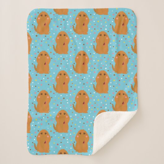 スヌフルーパグスブルースターズ&ドットパターン シェルパブランケット (正面)