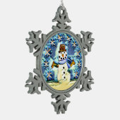 スヌーイ雪だるま スノーフレークピューターオーナメント (左)