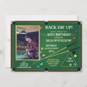 スヌーカーのプールの誕生会のスポーツホールの棚の写真 招待状 (正面)