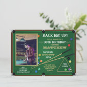 スヌーカーのプールの誕生会のスポーツホールの棚の写真 招待状 (スタンド正面)