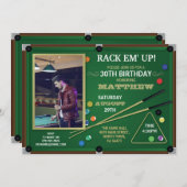 スヌーカーのプールの誕生会のスポーツホールの棚の写真 招待状 (正面/裏面)