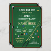 スヌーカーの招待のプールの誕生会のビリヤードのスポーツ 招待状 (正面/裏面)