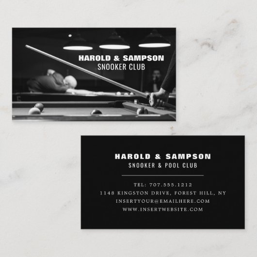 スヌーカークラブポートレート、プール&スヌーカープレーヤー/クラブ 名刺 (正面/裏面)