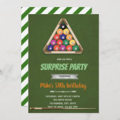 スヌーカーテーマ誕生日の招待 招待状 (正面/裏面)