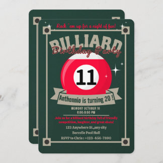 スヌーカー招待状プール誕生日パーティビリヤード・ボール 招待状