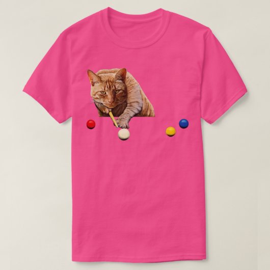 スヌーカー猫のプール遊ビリヤード Tシャツ (デザイン正面)