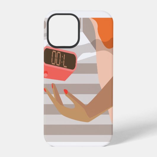 スヌーズボタンを押す女性の手元 iPhoneケース (裏面)