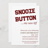 スヌーズボタン 私の新しい親友 カスタム楽しい定年退職 招待状 (正面/裏面)