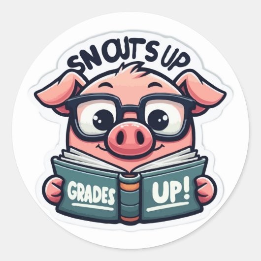 スヌートアップ、成績 – 豚新学期 ラウンドシール (正面)