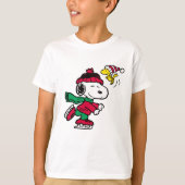 スヌーピーとウッドストックの冬の遊び Tシャツ (正面)