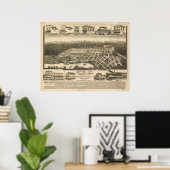 スヌーミシュワシントン1890アンティークパノラママップ ポスター (ホームオフィス)