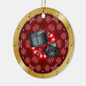 スネアドラムの~の銀の~のRed~の金ゴールドの~のクリスマスの~ セラミックオーナメント (左)