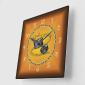 スネアドラムミュージカルスクロール&ラッセットオレンジ～ スクエア壁時計 (傾斜)