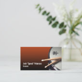 スネアドラム赤ドラマーミュージシャン名刺 名刺 (スタンド正面)