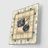 スネアドラム～ブレイクスルー～奇妙な楽譜～ スクエア壁時計 (傾斜)