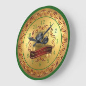 スネアドラム～ミュージカル巻物～「メリークリスマス」 ラージ壁時計 (傾斜)