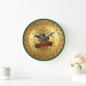 スネアドラム～ミュージカル巻物～「メリークリスマス」 ラージ壁時計 (ホーム)