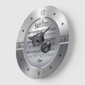 スネアドラム~楽譜~ブラッシュシルバーカラー~ ラージ壁時計 (傾斜)