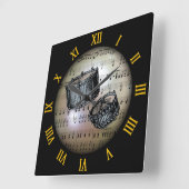 スネアドラム～背景"ミュージカル惑星" * to スクエア壁時計 (傾斜)