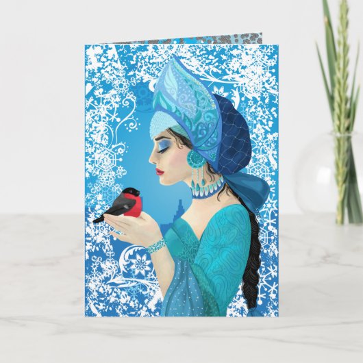 スネグロチカロシアのスタイルイラストレーション。雪女 シーズンカード (正面)