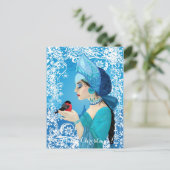 スネグロロシアのッカスタイルイラストレーション。雪だるま シーズンポストカード (スタンド正面)