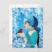 スネグロロシアのッカスタイルイラストレーション。雪だるま シーズンポストカード (正面/裏面)