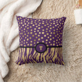 スネジーインスパイアアニマルプリントパープル金ゴールドとブラック クッション (ブランケット)