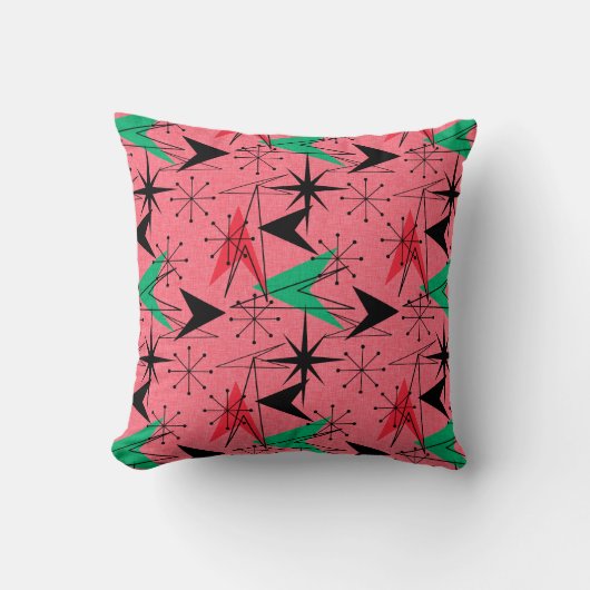 スネジー原子矢印とスターバストアクアオレンジ クッション (正面)