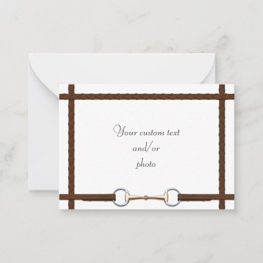 スネフビット&レース手綱Equestrian Horse写真 ノートカード (正面)