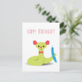 スネークおもしろいピエロハッピーバースデーはがき ポストカード (スタンド正面)