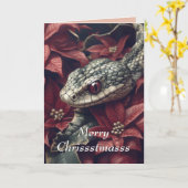 スネークとポインセチアのクリスマスカード カード (黄色い花)