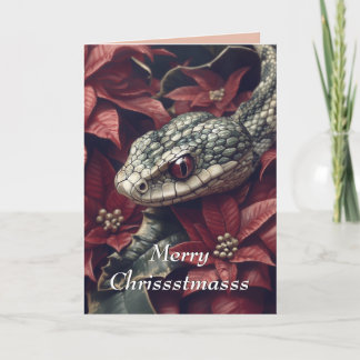 スネークとポインセチアのクリスマスカード カード