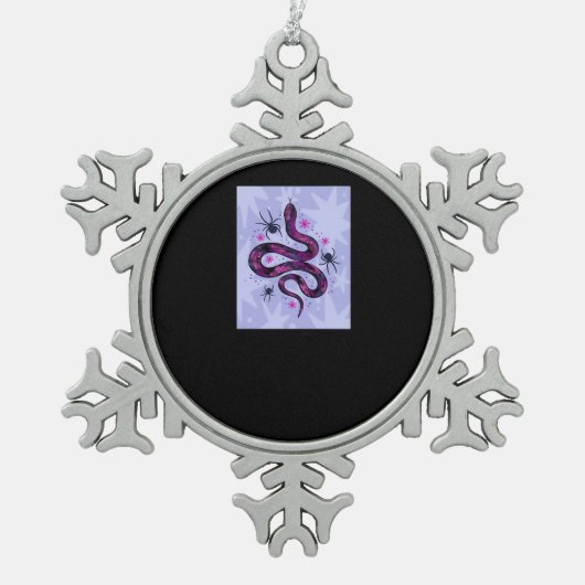 スネークの花をクモ スノーフレークピューターオーナメント (正面)