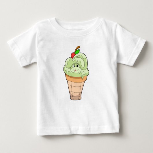 スネークアイスクリームコーン&さくらんぼ ベビーTシャツ (正面)
