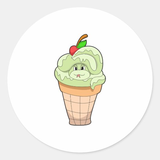 スネークアイスクリームコーン&さくらんぼ ラウンドシール (正面)