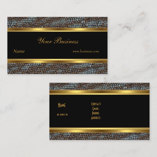 スネークアニマル金ゴールドストライプブラックエレガントクラス2 名刺 (正面/裏面)