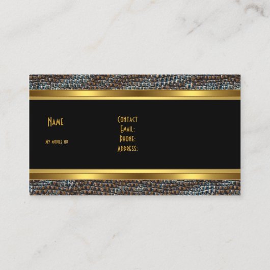 スネークアニマル金ゴールドストライプブラックエレガントクラス2 名刺 (裏面)