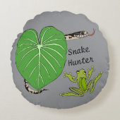 スネークアンドカエル装飾用クッション ラウンドクッション (正面)