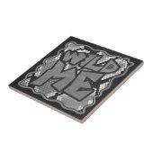 スネークイエローと金ゴールドプリント タイル (側面)