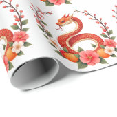 スネークイヤー中国のかわいい笑い ラッピングペーパー (ロールコーナー)