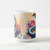 スネークウォーターカラーフローラアート コーヒーマグカップ (中央)