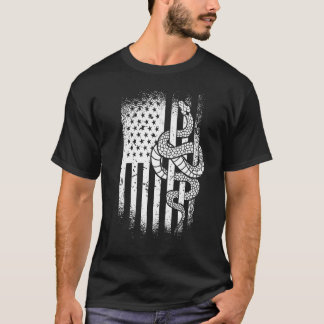 スネークオーナーアメリカ国旗USAヘルペトロジー Tシャツ